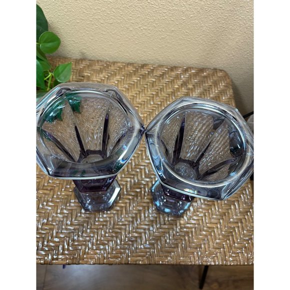 Alexandrite Crystal Trumpet Vase's Amethyst Purple/Blue Neodymium Glass Germany - Picture 2 of 8